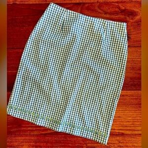Vintage Talbots Stretch Gingham Pencil Skirt / 6